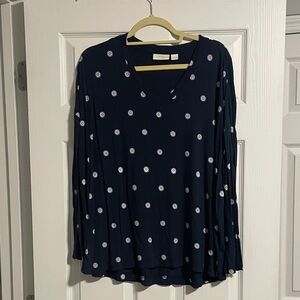 Nordstrom Navy Long Sleeve Top with White Dots